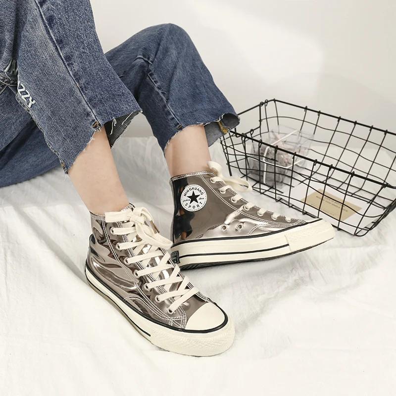 Ceny Kolorowe kolor kobiet buty w stylu casual galaretki laser kobiet buty 2019 wiosna nowy kameleon odblaskowe wysokiej tenisówki fala