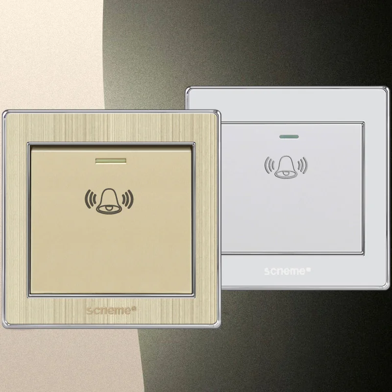 

Doorbell wall switch, Elegant white / brushed gold 86 Type panel electric push button switch,10A 220V (No doorbell Icon)