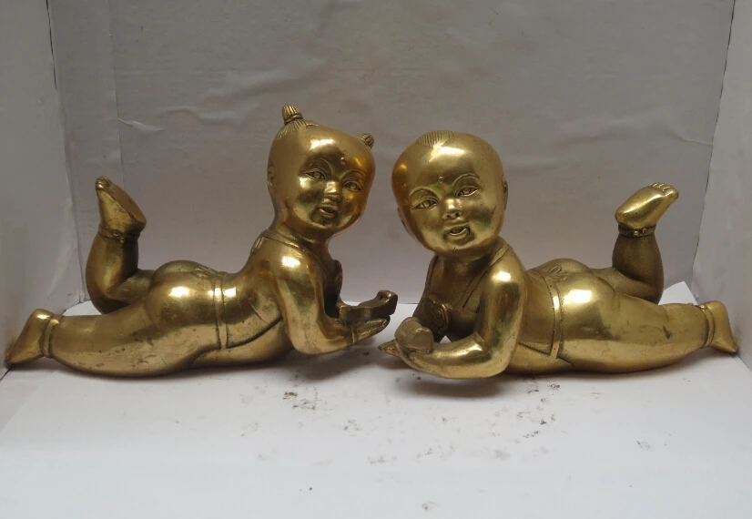 

Metal crafts Chinese brass Carved "Jin Tong Yu Nv" Statue, Home Decoration Metal Scupture fast shipping