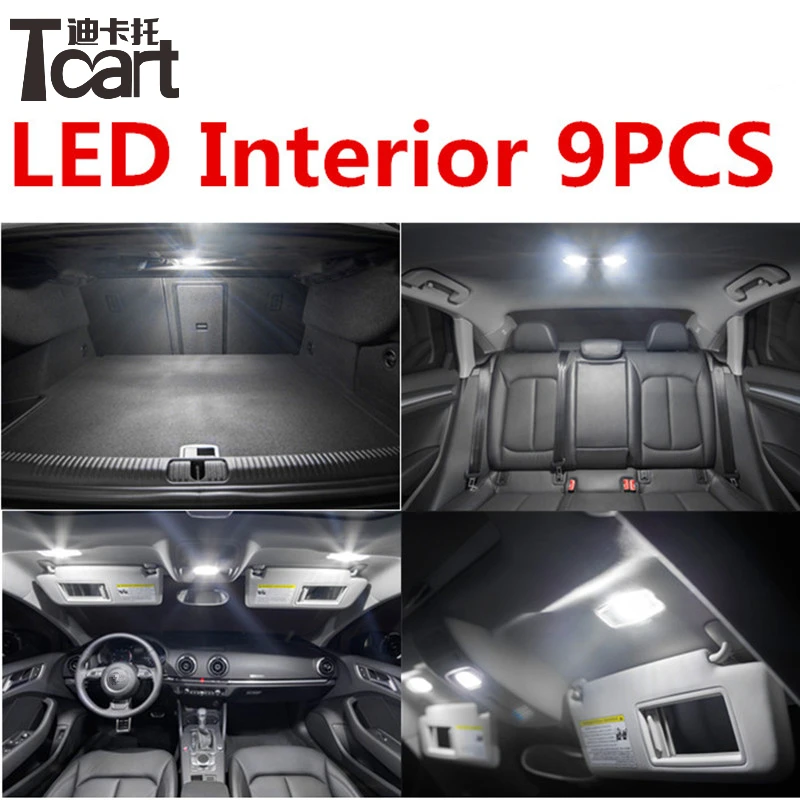 

Tcart 9pcs free shipping Error Free Car LED Interior Light Kit Package Auto Led Bulb Dome Lamp For Infiniti Q30 ac