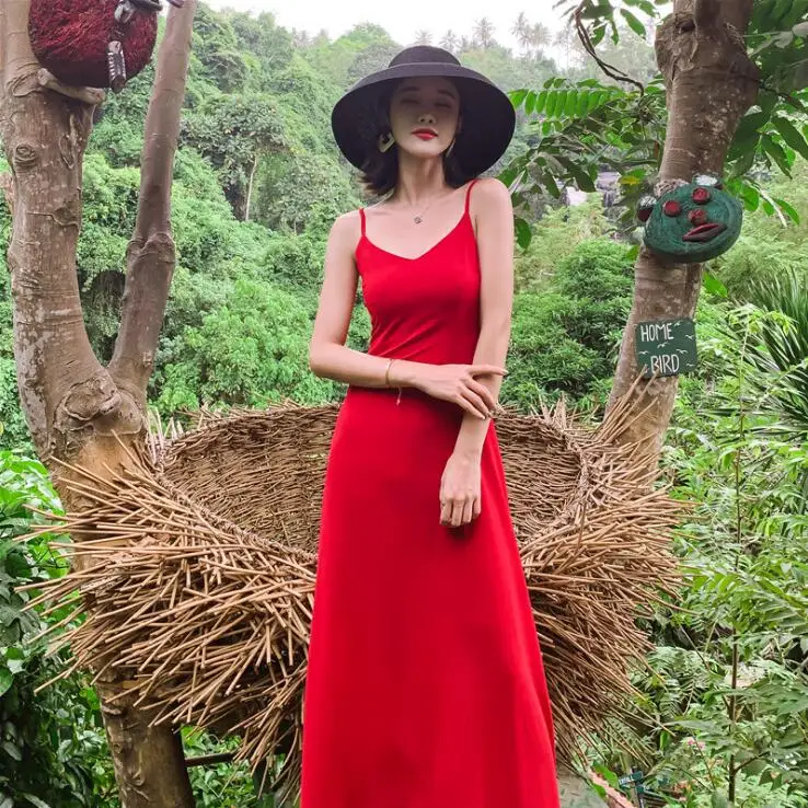 

Artfeel 2019 New 2 Colors Holiday Style Sexy Backless dress Women Boho Longuette Print Summer Beach Slim Lady Braces dress