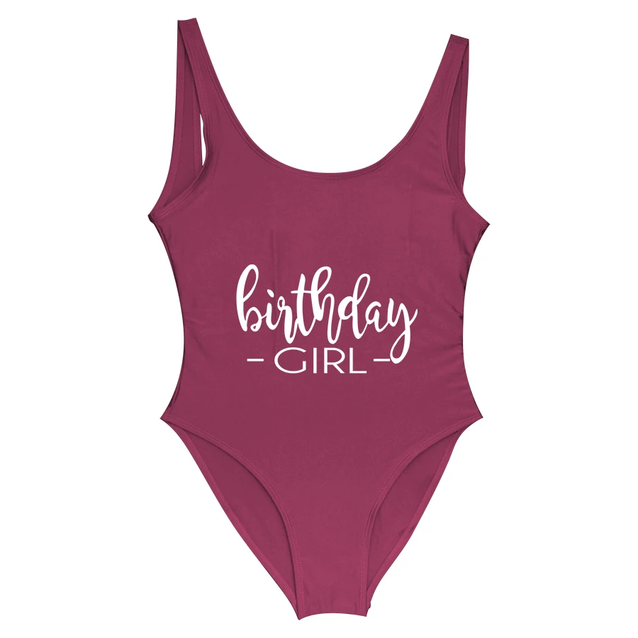 BRITHDAY/монокини для девочек; женские купальники; слитный купальник; одежда для дня рождения; пляжная одежда с высоким вырезом; купальный костюм; женский купальник розового цвета