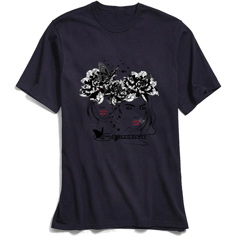 Tops Shirt Gemini Summer 2018 Popular Printing Short Sleeve 100% Cotton Fabric Crew Neck Mens T Shirt Printing Clothing Shirt Gemini navy