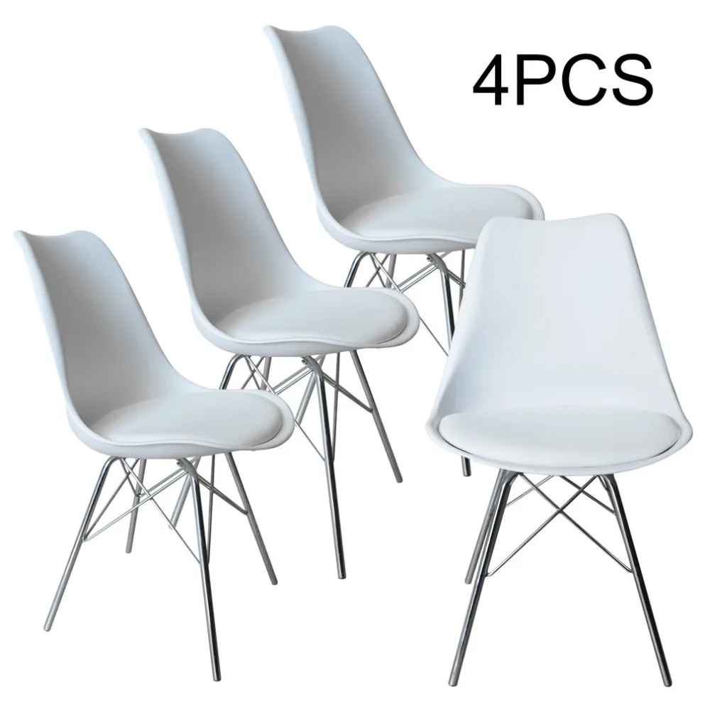 

4 PCS Dining Tulip Chair Metal Legs Loft Lounge Stool Modern Design Padded Seat Chair Exquisite Home Accessories