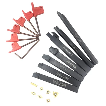 

7pcs Carbide Insert Blades + 7pcs Lathe Turning Tool Holder Set + 7pcs Wrench for Lathe Turning Tool Machine Tool Sets