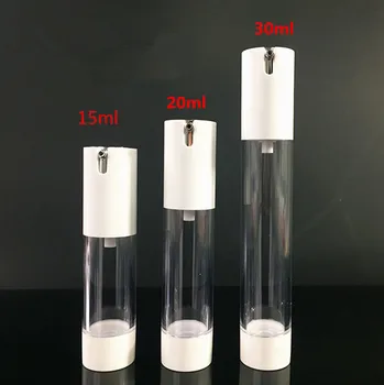 

2018 New 200pcs 15ml 20ml 30ml Slender vacuum bottle lotion bottle transparent silver head cap
