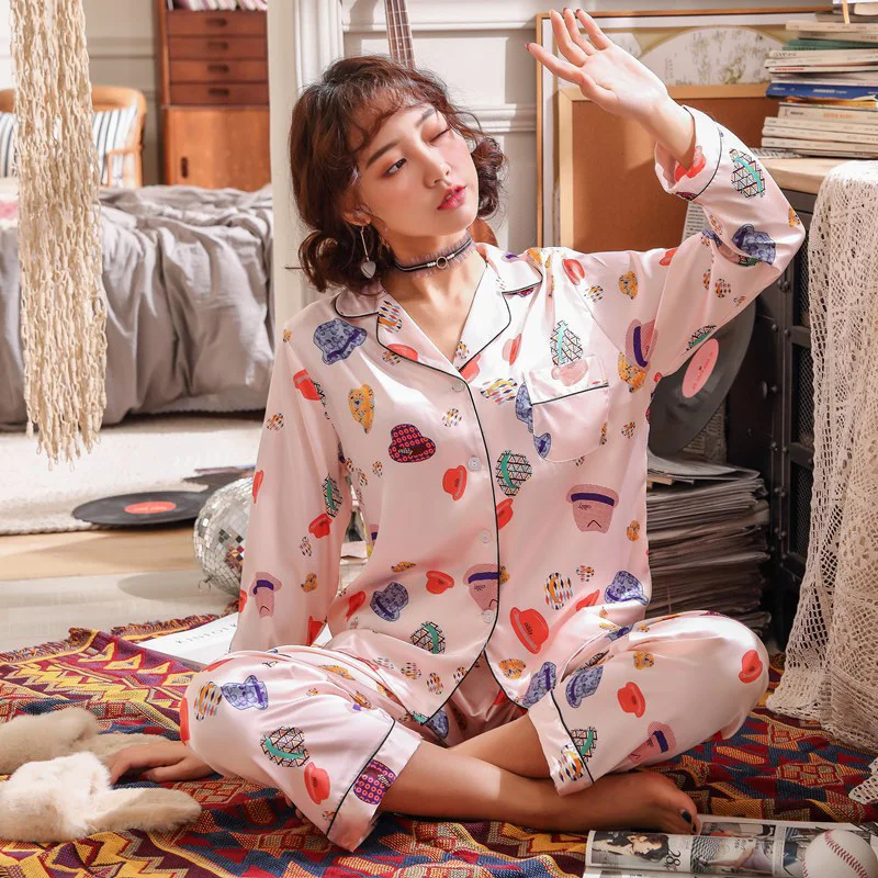 

Summer And Autumn Pyjamas Women Pajamas Sets Print Femme 2019 Long Sleeve Sleepwear Female Loungewear