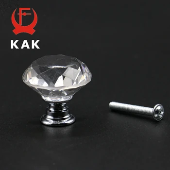 

KAK 5pcs/lot 20-40mm Diamond Shape Design Crystal Glass Knobs Cupboard Drawer Pull Kitchen Cabinet Wardrobe Handles Hardware