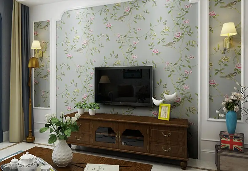 Papel de Parede Sala de Estar Beibehang Vintage American Pastoral Tecido Não Tecido Floral Quarto Sofá Compacto 41 papel de parede Quarto sala de estar sofá compacto