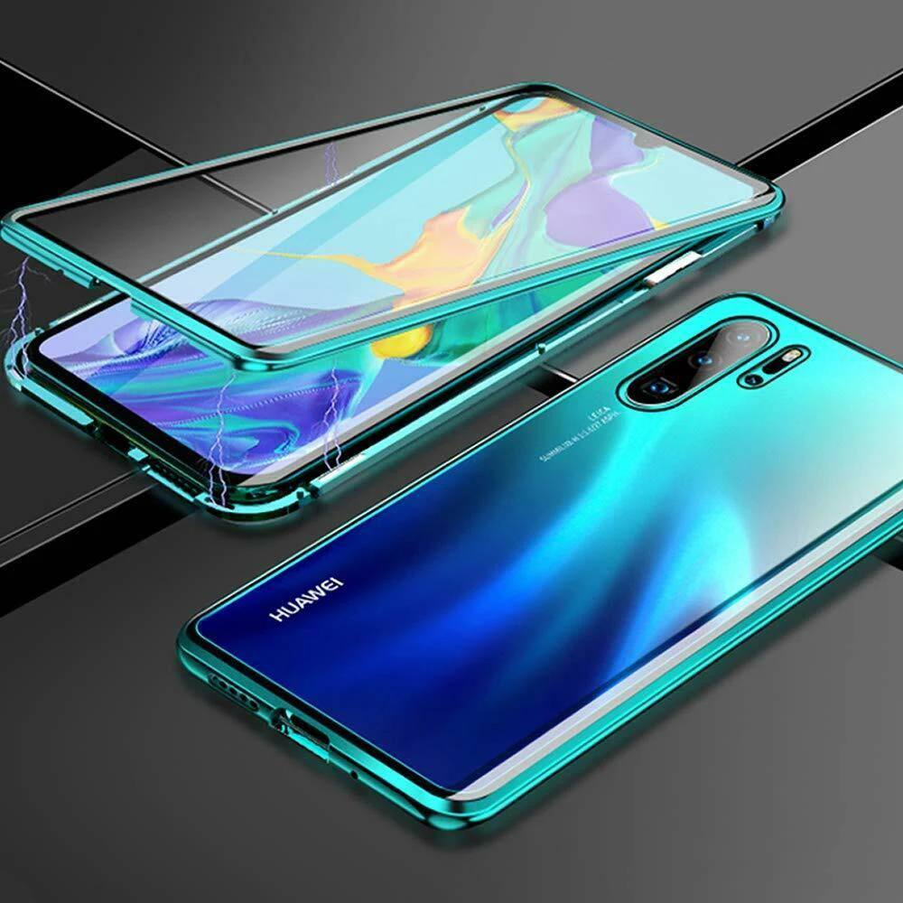 Двухсторонняя, для стекла Магнитный чехол для huawei honor 9X 9x pro mate 30 pro lite P20 lite металлический алюминий чехол с защитой на 360 градусов