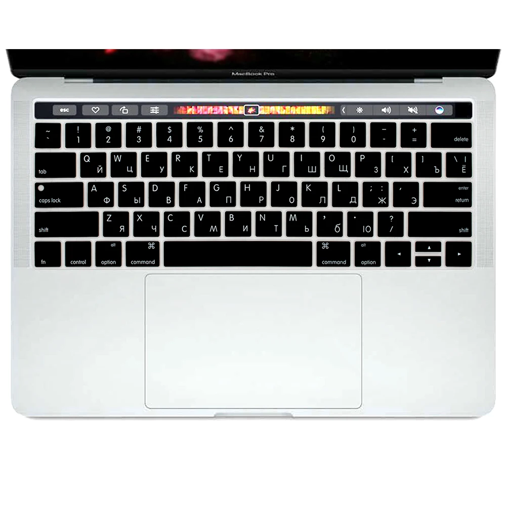 Силиконовая клавиатура для MacBook Pro 13 15 retina с сенсорной панелью A1989 A1990 и A1706 A1707 - Цвет: Black
