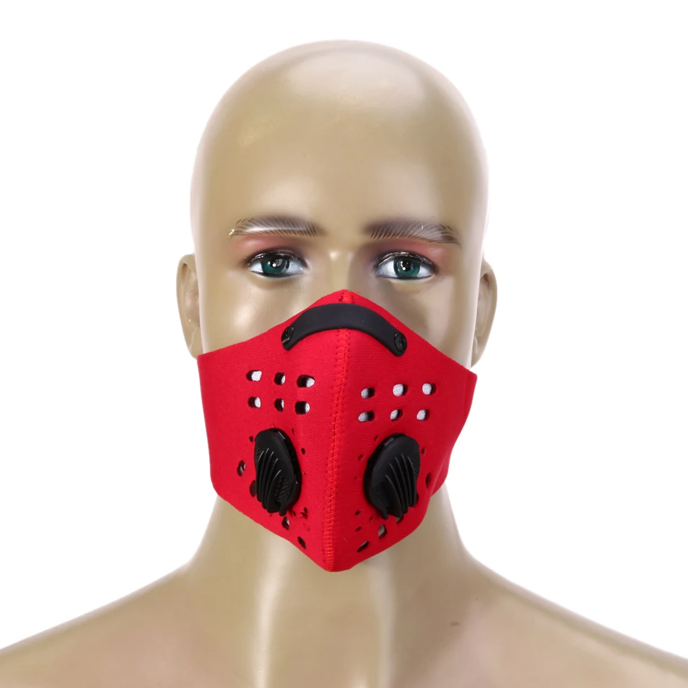 

Dustproof Cycling Face Mask PM2.5 Filter Two Exhale Valves Mouth-Muffle Dust Mask Bicycle Sports Masks Cover Protective 3Colors