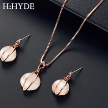 H:HYDE Natural Stone Round Water Drop Jewelry Sets For Women Silver Gold Color Chain Pendant Necklace Earrings bijoux цена H:HYDE Natural Stone Round Water Drop Jewelry Sets For Women Silver Gold Color Chain Pendant Necklace Earrings bijoux цены онлайн