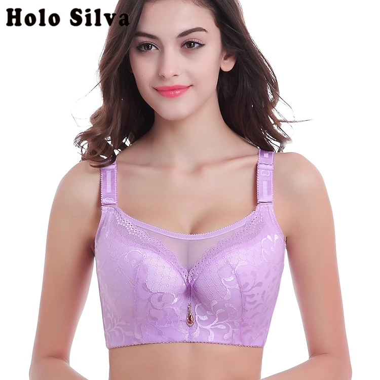 

Plus Size Bra Thin Cup Full Cup Bra Adjustable Push Up Underwear Sexy Lady Big Size Lace Bra 105D E cup bra for women Brassiere