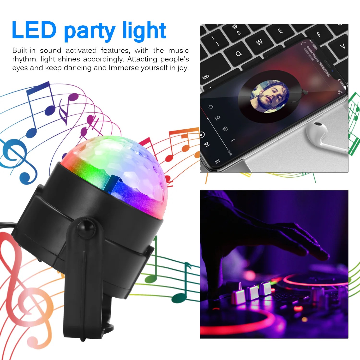 3 Вт RGB вечерние сценический светильник музыкальный звук активированный