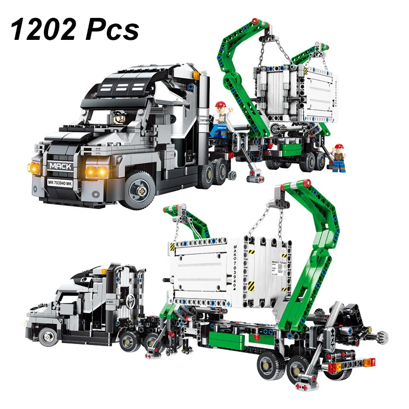 

1202pcs Technic Series Mack Container Truck Bricks Building Blocks Sets DIY Engineering Vehicle Compatible LegoingsCreative Toys