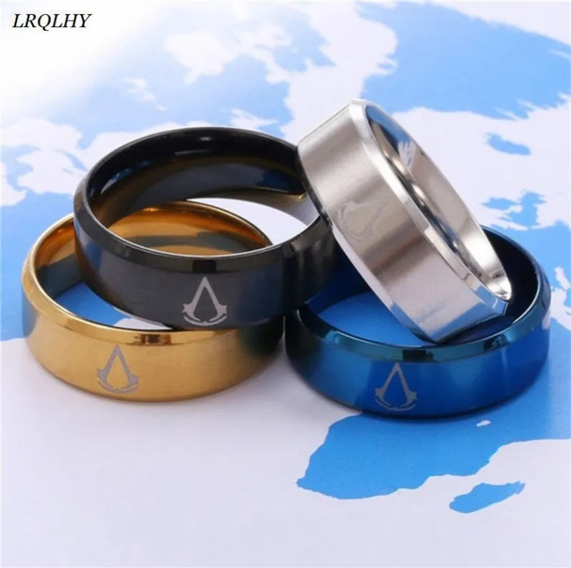 Мода Assassins кольцо Creed аниме связанные с Assassin символы кольцо на палец Трендовое простое титановое металлическое ювелирное изделие милый модный подарок