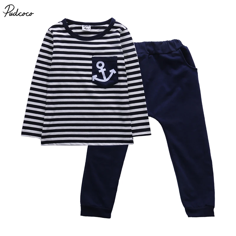 2pcs Toddler Kids Baby Boy Clothes T-shirt Tops Pants Trousers Outfits US Stock