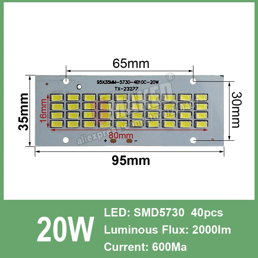 Светодиодный прожектор PCB 200 Вт 150 Вт 100 Вт 50 Вт 30 Вт 20 Вт 10 Вт SMD5730 светодиодный щит, светодиодный источник освещения для Светодиодный прожектор - Испускаемый цвет: 20W