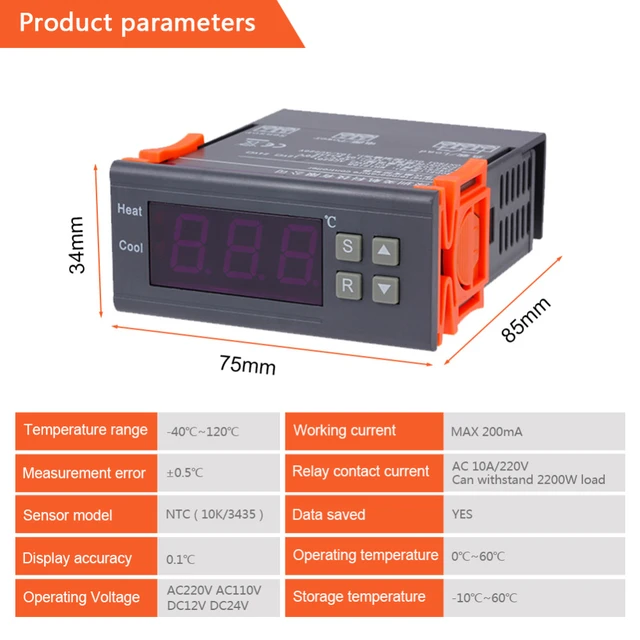 10a Ac220v Electronic Digital Display Thermostat Mh1210b