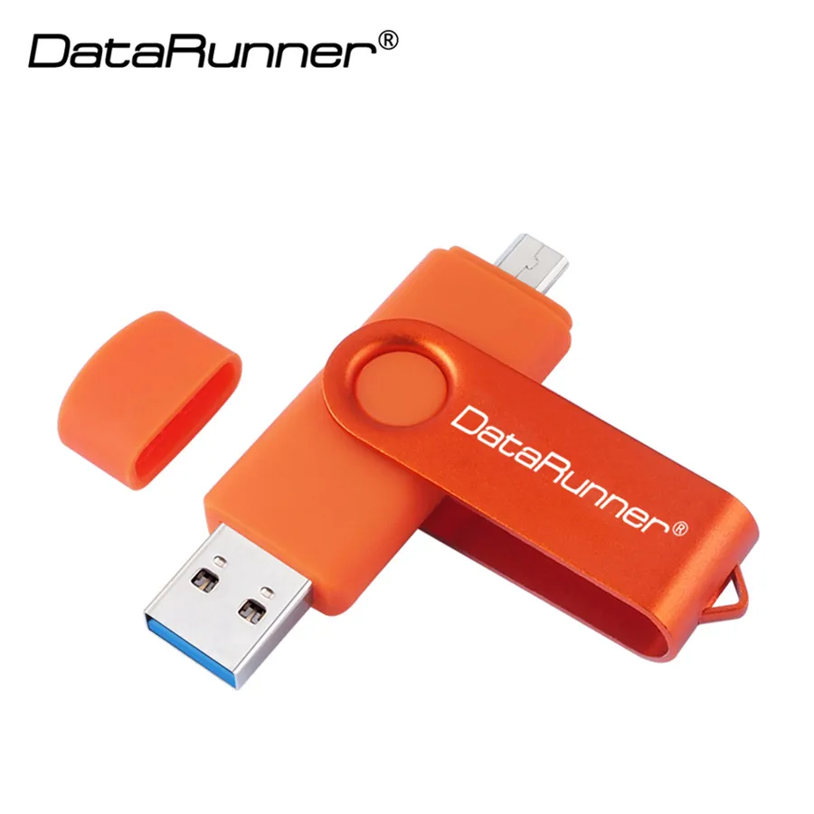 DataRunner OTG USB флеш-накопитель 256 ГБ 128 ГБ высокоскоростная Usb флешка 3,0 флеш-накопитель 64 ГБ 32 ГБ 16 ГБ 8 ГБ Флешка для смартфонов на базе Android - Цвет: Orange