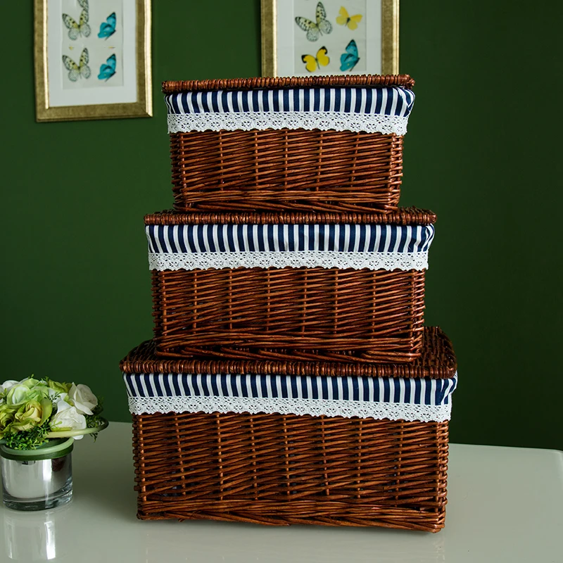 

Creative bamboo woven storage basket clothes toy book sundries storage box wicker material home organizer size optional-66820