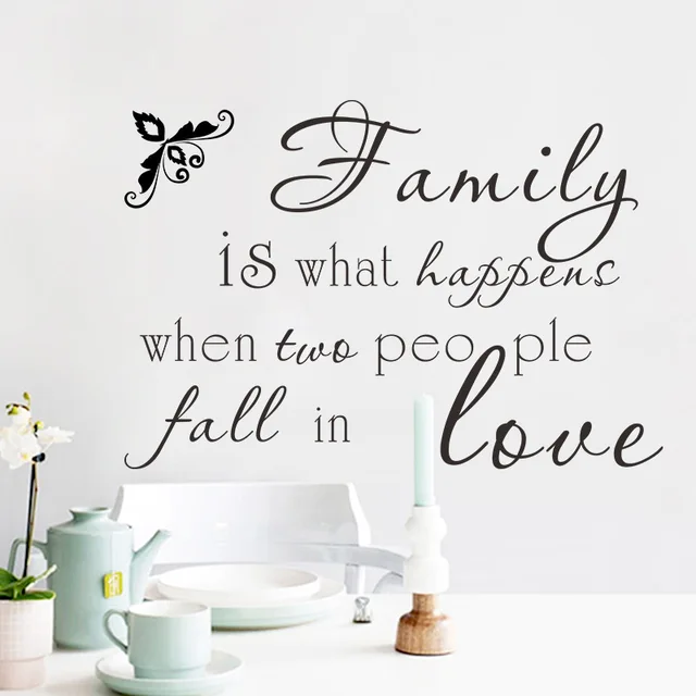 Family Is What Happens When Two People Fall In Love Wall Stickers Black Monogram English Words Family Is What Happens When Two People Fall In Love Wall Stickers Black Monogram English Words
