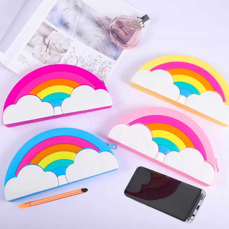 Kawaii Большой мультяшный силиконовый кошелек для монет Радужный держатель