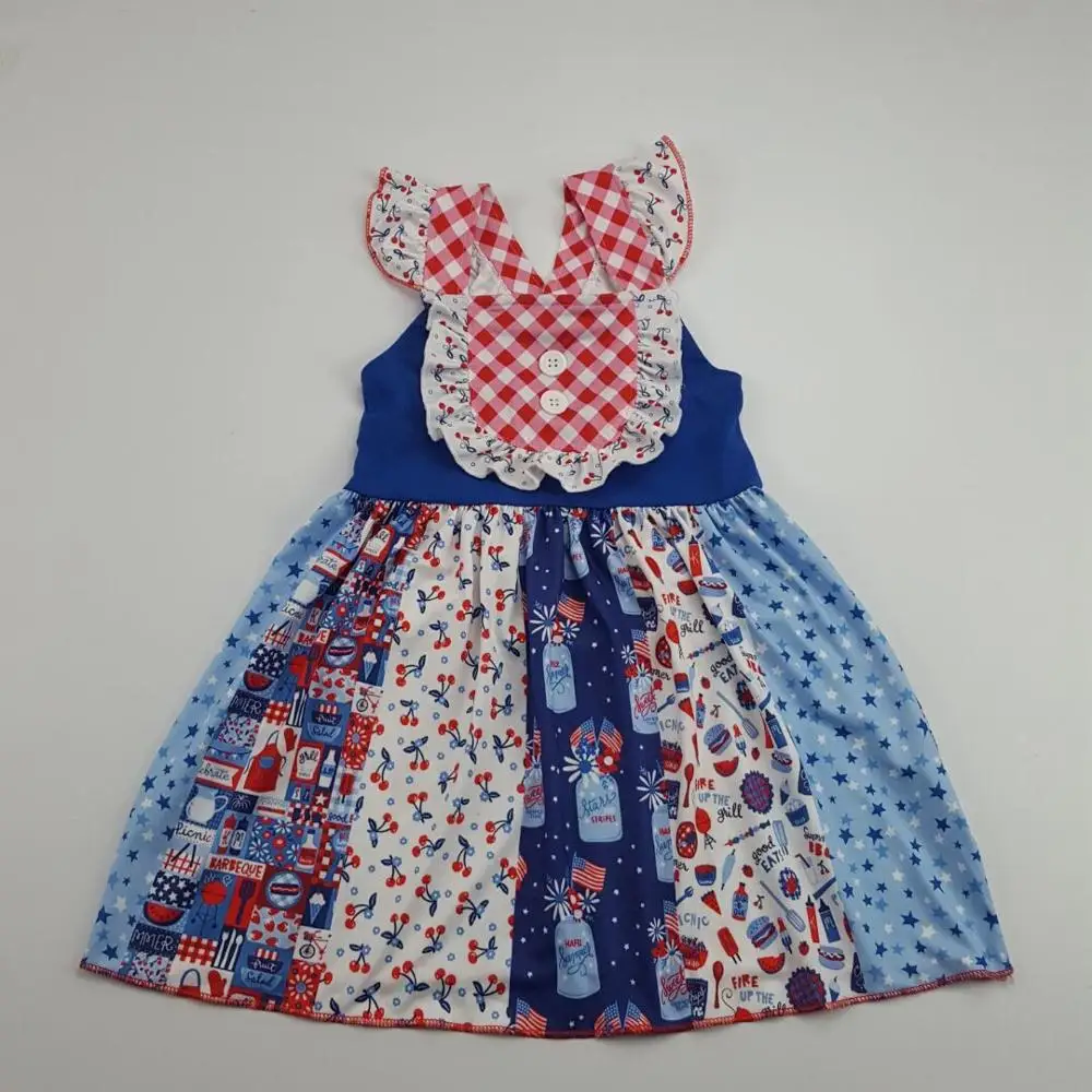 

2019 Patriotic Baby Girl Of Dresses Kids Dress Wholesale Children Boutique Dresses