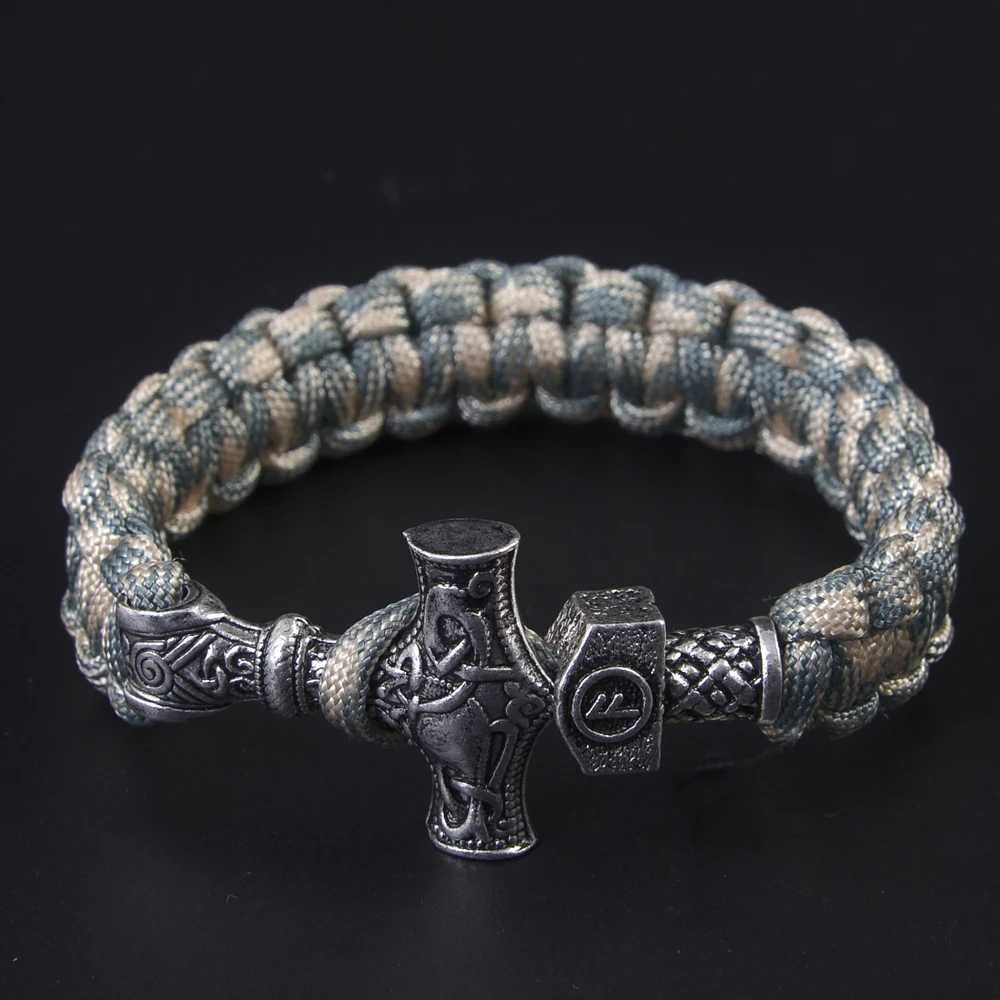 

Norse Viking Bracelets Thor Mjolnir with Hammer Bead Paracord Amuletceltic Rune Knot Amulet Scandinavian Bracelet Paracord