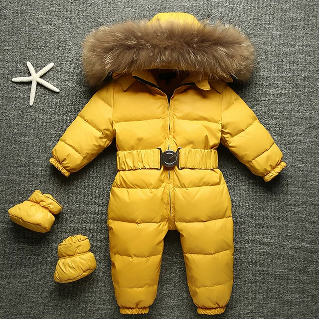 Down Romper yellow snowsuit Waterproof Windproof Snow Wear Jumpsuit ...