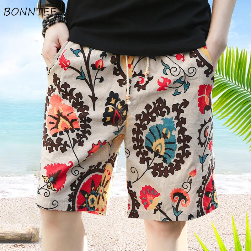

Shorts Men Summer 2019 New Trendy Loose Knee Length Chic Mens All Match Simple Hot Sale Korean Style Daily Elastic Waist Pockets