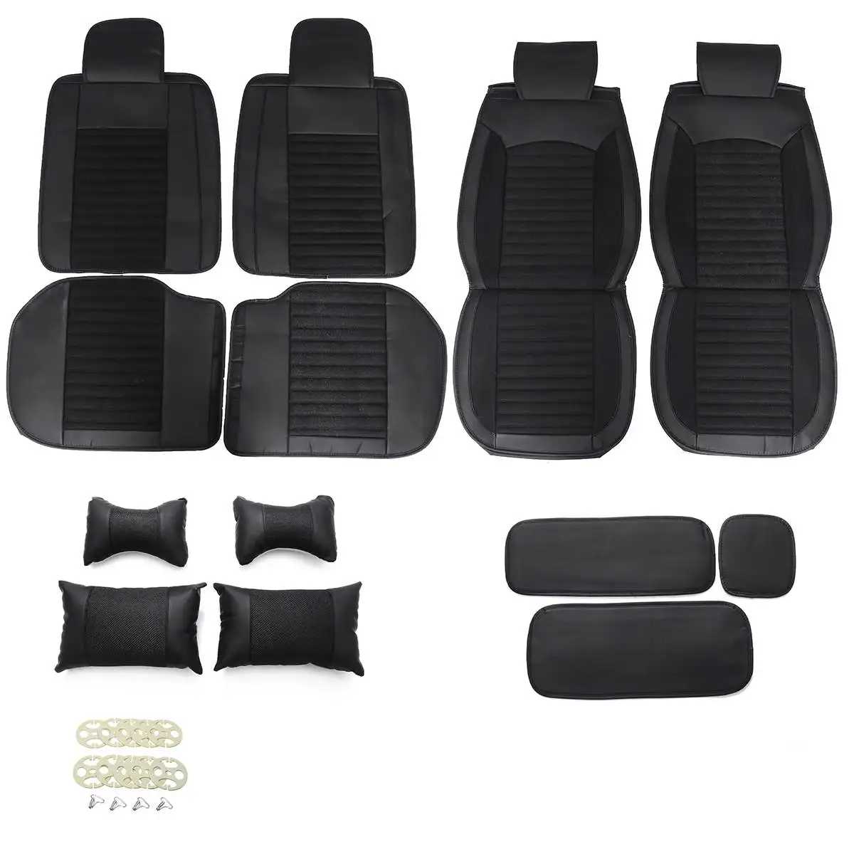 

Four Season Universal Car Seat Covers Set Front & Rear Automobile Seat Protector Covers Leather Feel Car Interior Accessories