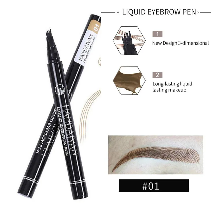 

HANDAIYAN Eyebrow Pen Waterproof Fork Tip Eyebrow Tattoo Pencil Long Lasting Professional Fine Sketch Liquid Eye Brow Pencil