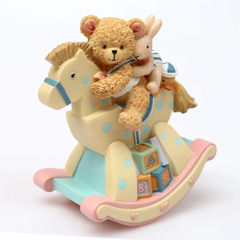 

Free shipping Lovely Bear Rocking Horse Music Box, Rabbit Trojan Horse Octave Box, Baby Full Moon Gift for Children's Birthday