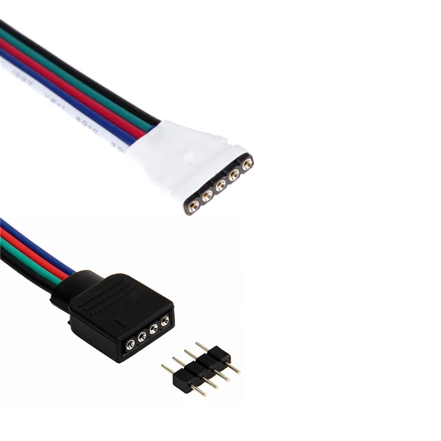 Tira Led Conector Macho Hembra Rgb Con Cable