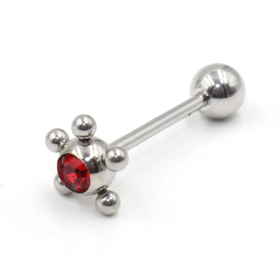 

ZLDYOU 14G Fashion Crystal Tongue Ring Stainless Steel Barbell Tongue Rings Stud Plug Jewelry Body Piercing Jewelry Women Men