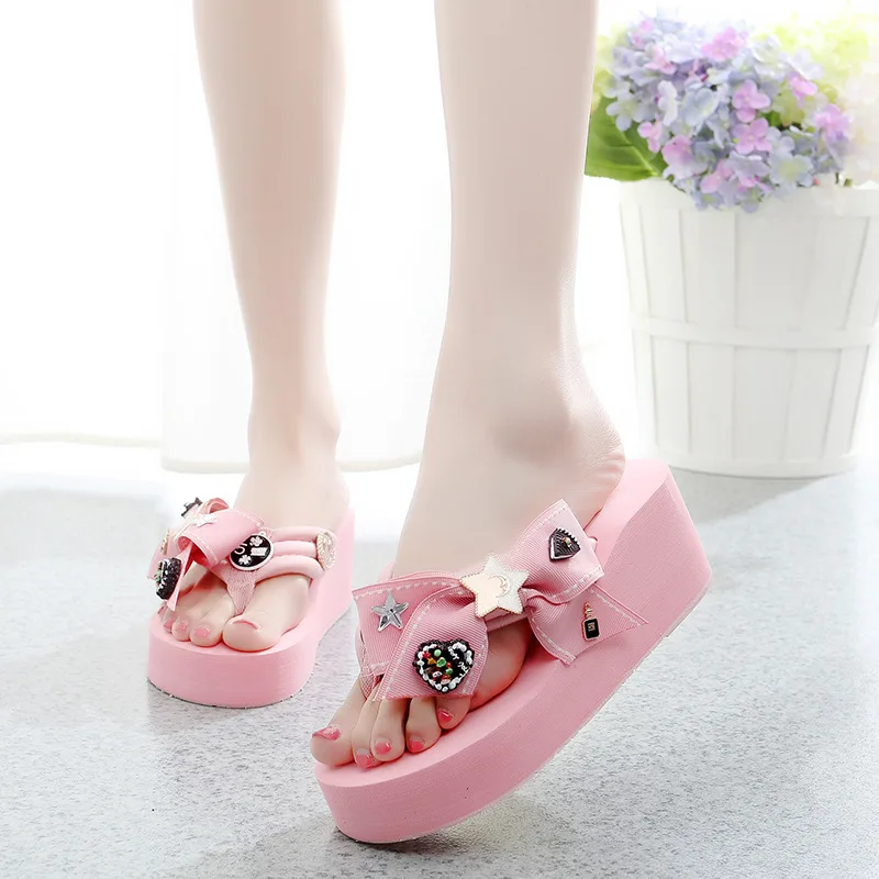 2017 New Korean Summer Style Non-slip Slippers Flip Flops Online Cheap High Heels Platform Shoes49