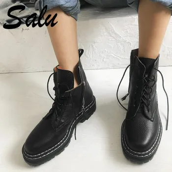 

Salu New Arrival Women Ankle Boots Cross-tied Autumn Winter Warm Round Toe Casual High Quality Shoes Woman