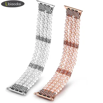 

Ladies jewelry strap for Apple Watch band 38mm 40mm iwatch 4/3 band watch strap 42mm 44mm Imitation pearl bracelet watchband