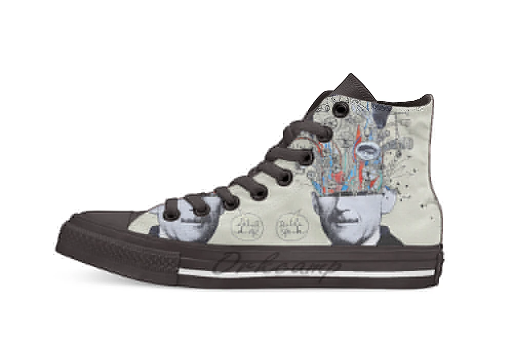 

deconstructing george orwell Unisex High Top Canvas flat Casual Custom shoes Drop Shipping