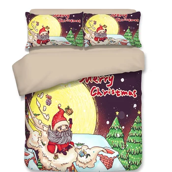 

3PCs Christmas Santa Bedding Set Duvet Cover Pillowcases Bedroom Decorations Christmas tree bedclothes queen king quilt cover