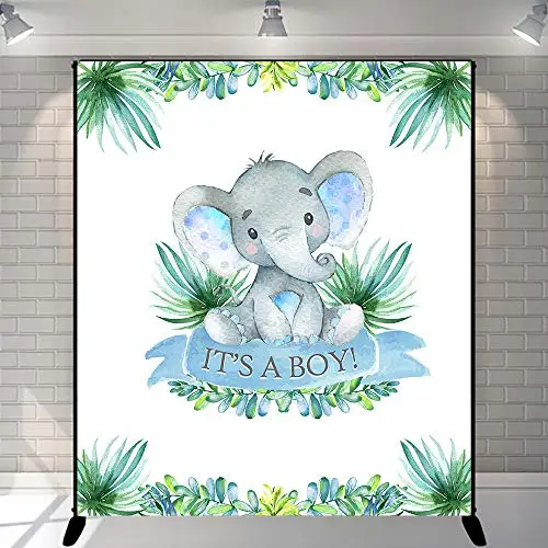 

NeoBack Elephant Baby Shower Backdrop It's A Boy Peanut Baby Shower Photography Background Baby Shower Party Banner Decoration