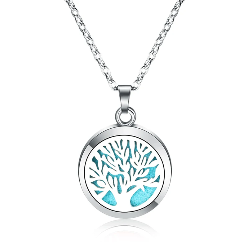 

Tree Of Life Aroma Diffuser Locket Pendant Stainless Steel Magnetic Necklace Perfume Essential Oil Diffuser Aromatherapy Jewelry