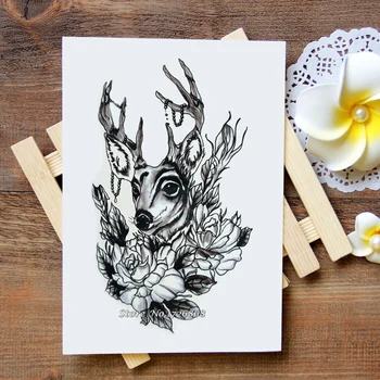 

Waterproof Temporary Tattoo Sticker deer elk tattoo Water Transfer Flash Tattoo fake tattoo for women men kids #340