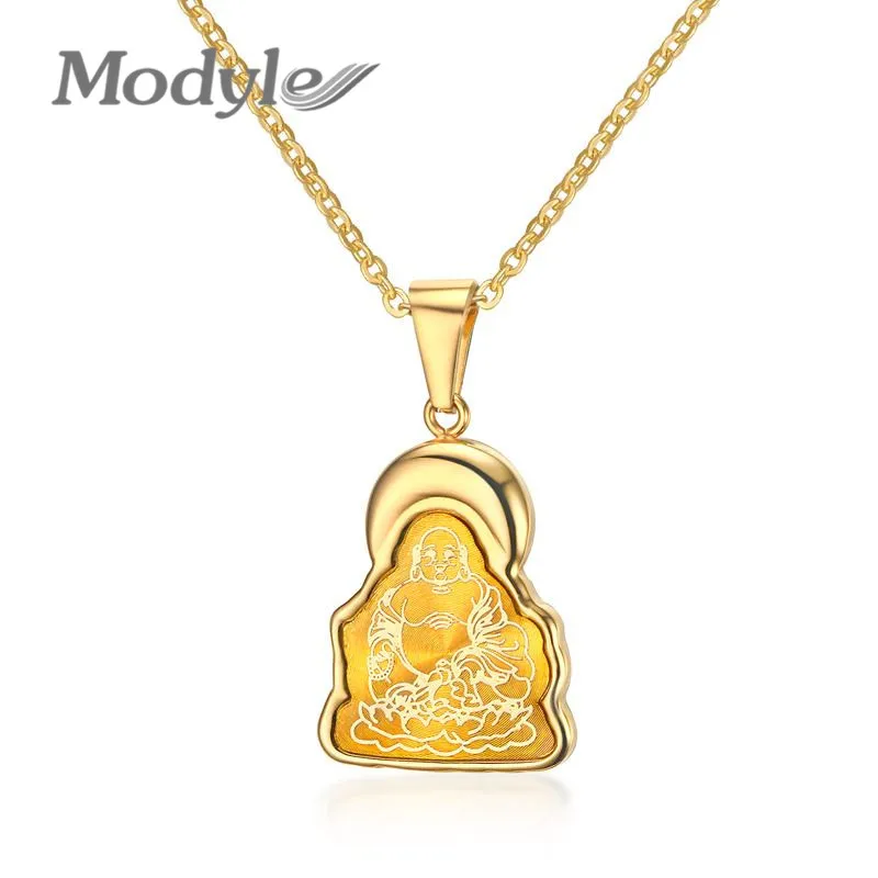 

Modyle High Quality Gold Color Stainless Steel Buddha statue Pendant Necklace for Woman