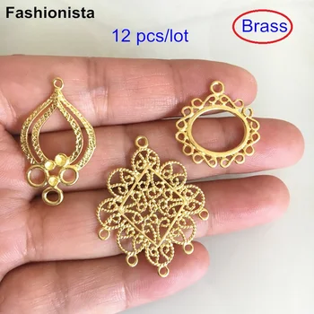 

12 pcs Multi-loop Jewelry Connectors,Chandelier Brass Earrings Connectors,Brass Filigree Flower Wrap,DIY Jewelry Findings