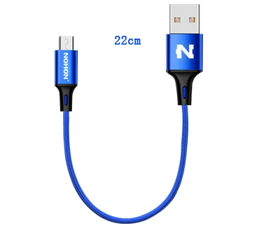 NOHON Mirco USB нейлоновый кабель для samsung Xiaomi LG Quick Charge Mirco USB кабели Android провод для зарядки мобильного телефона шнур для передачи данных 1 м - Цвет: 22CM For Mirco