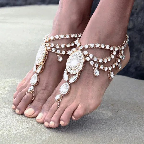 Luxury-New-Fashion-Bridal-Barefoot-Sandals-Wedding-Shoes-Foot-Jewellery-Jewelry-BEACH-Crystal-Rhinestone-Anklet-Charm