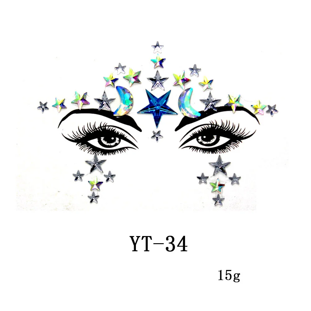 women Temporary Rhinestone Glitter Tattoo Stickers Face Jewels nightclub Party Makeup Flash Beauty Makeup Tools Body Jewels